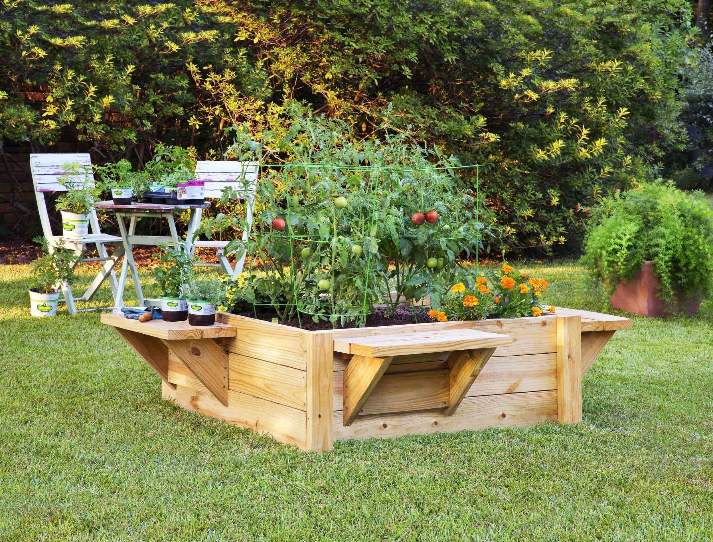 Raised Bed with Benches - DIY Raised Garden Bed Ideas