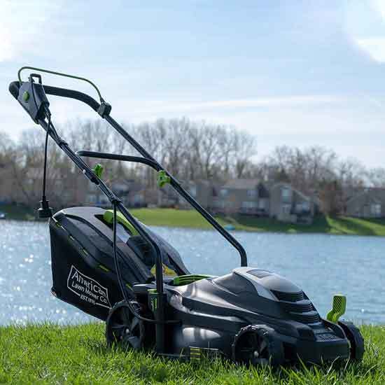 American Lawn Mower Company 50514 14 Inch 11 Amp Corded Electric Lawn Mower Black - Best Walk Behind Hill Mower for Hills