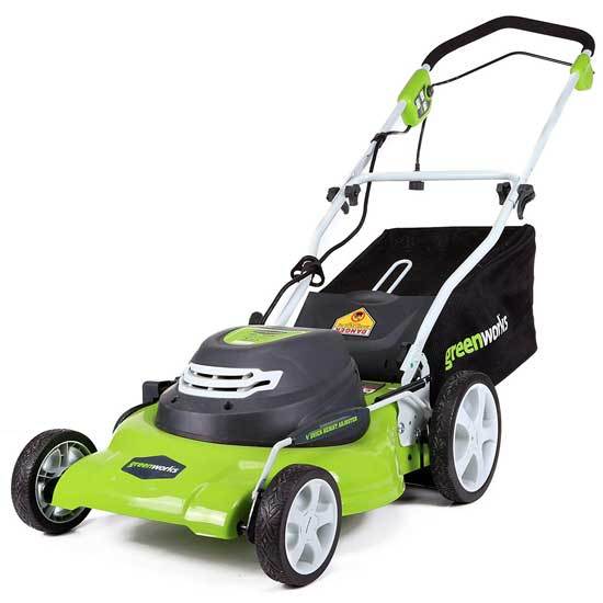 GreenWorks 20 Inch 12 Amp Corded Electric Lawn Mower 25022 - Best Walk Behind Hill Mower for Hills