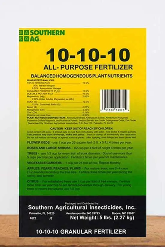 Southern Ag All Purpose Granular Fertilizer 10 10 10 5 LB - Best Fertilizer for Hostas