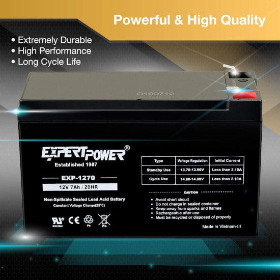 ExpertPower 12v 7ah Lawn Mower Sealed Rechargeable Lead Acid Battery Best Lawn Mower Battery 2
