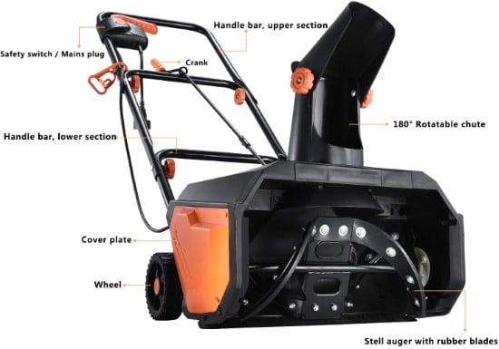 Hattomen 18 Inch 180° Rotatable Single Stage Snow Blower Best Single Stage Snow Blower 2