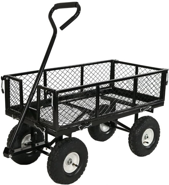 Sunnydaze Garden Cart 400 Pound Capacity Best Dump Carts for Lawn Tractor 1