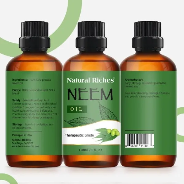 Natural Riches Cold Pressed Anti Aging 100 Pure Neem Oil for Plants best neem oil for plants