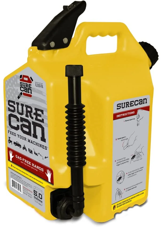 Surecan 5 Gallon Rotating Nozzle Self Venting Gas Can Best Gas Can For Lawn Mower