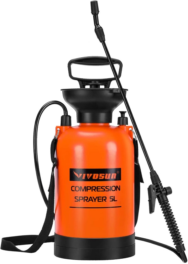 VIVOSUN 1.35 Gallon Adjustable Shoulder Strap Multi Functional Pressure Relief Sprayer Best Sprayer for Fruit Trees